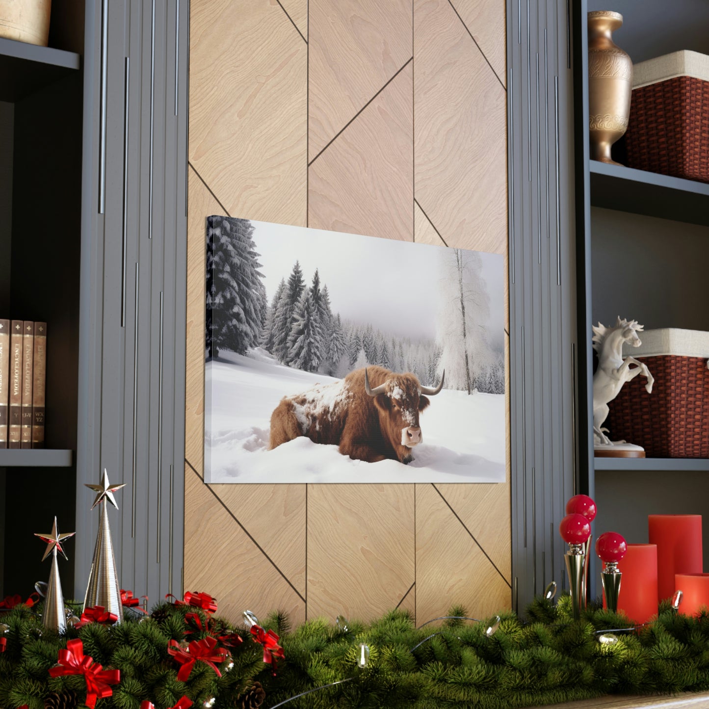 Canvas Gallery Wraps Cow Snow 2