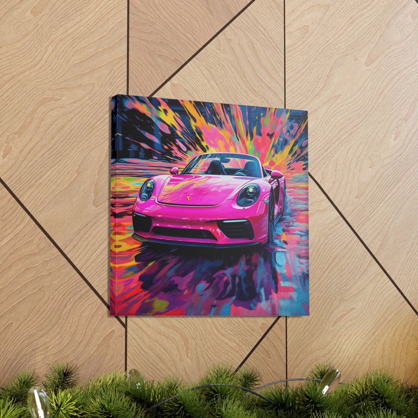 Canvas Gallery Wraps Pink Porsche water fusion 2