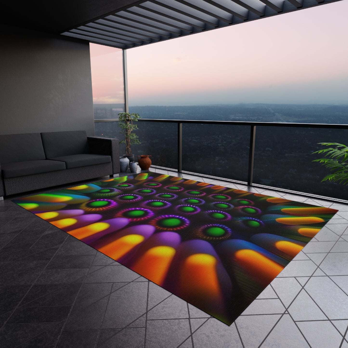 Outdoor Rug Macro Cactus neon square 4