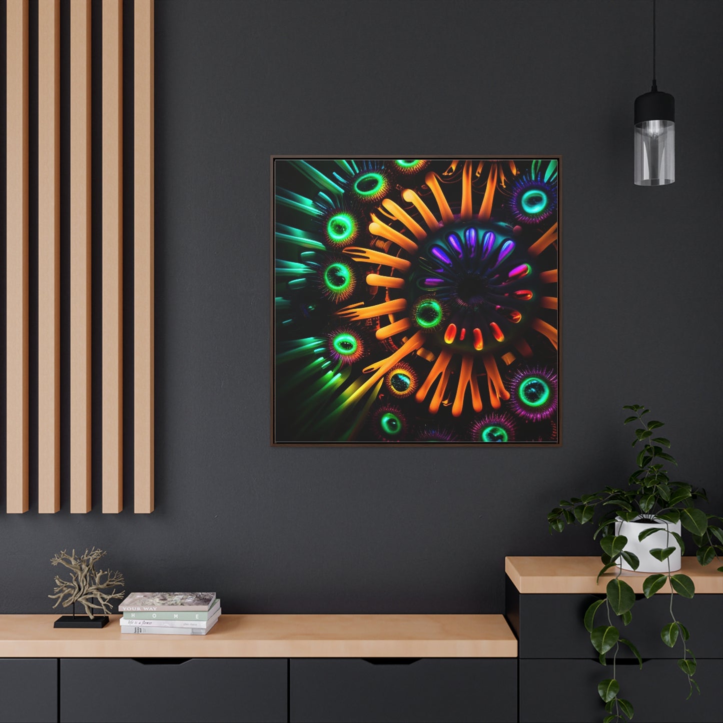 Gallery Canvas Wraps, Square Frame Neon Macro 3