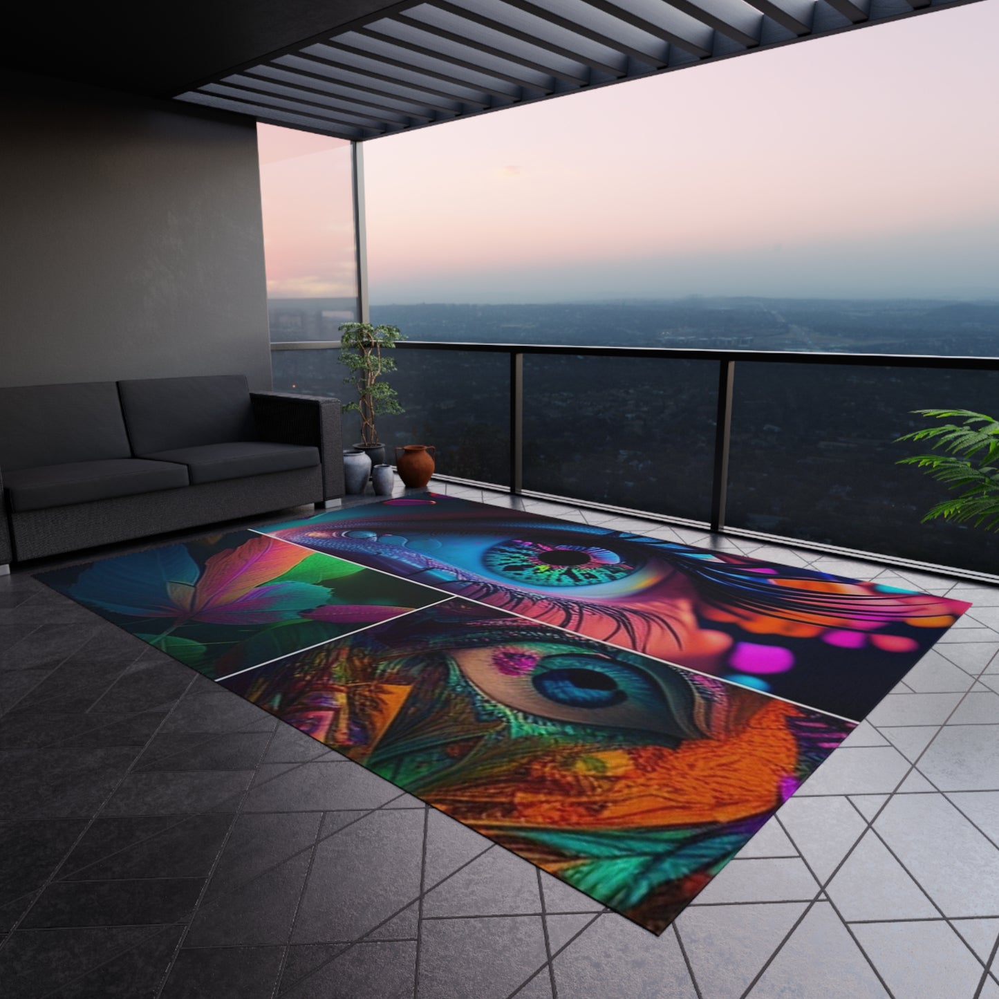 Outdoor Rug Neon Florescent Glow 3