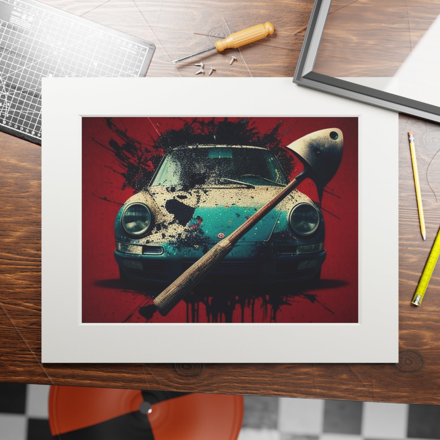 Fine Art Prints (Passepartout Paper Frame) Porsche Abstract 1
