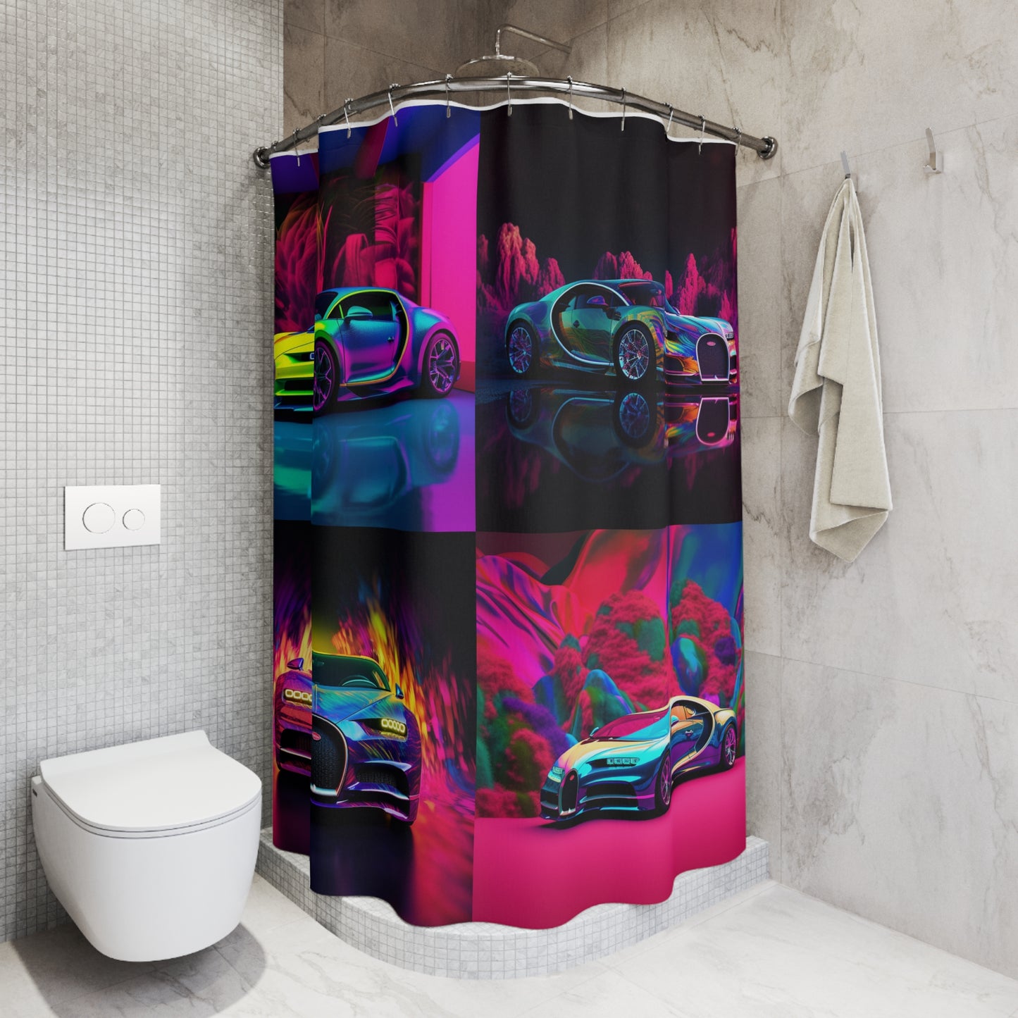 Polyester Shower Curtain florescent Bugatti flair 4 pack