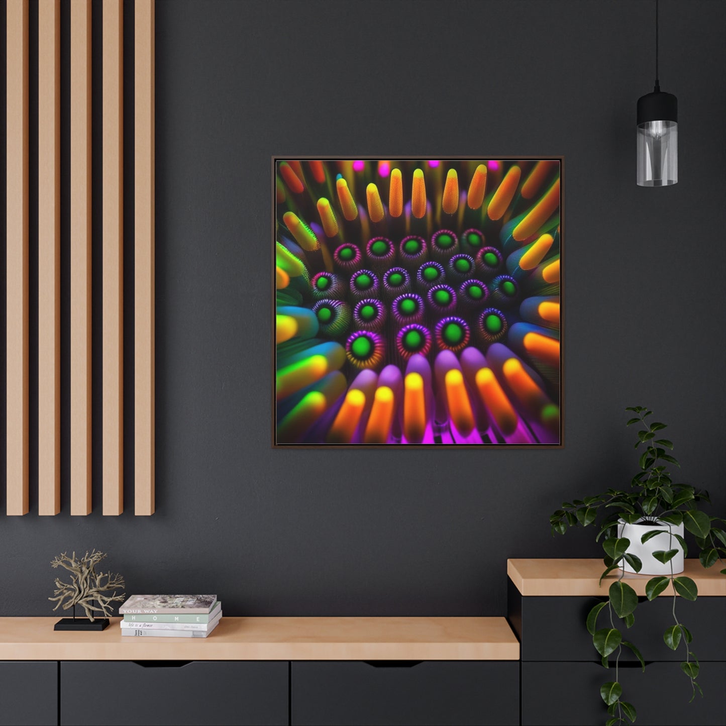 Gallery Canvas Wraps, Square Frame Macro Cactus neon square 4