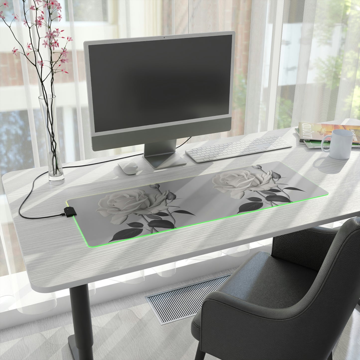 LED Gaming Mouse Pad White Rose 2