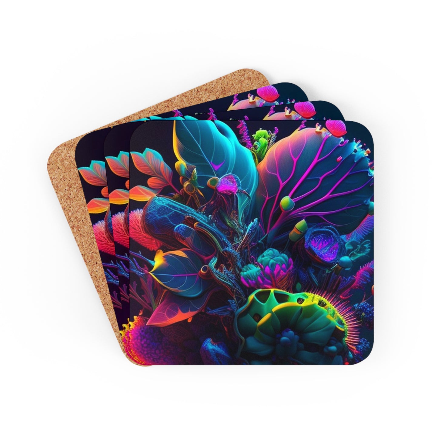Corkwood Coaster Set Macro Coral Reef 3