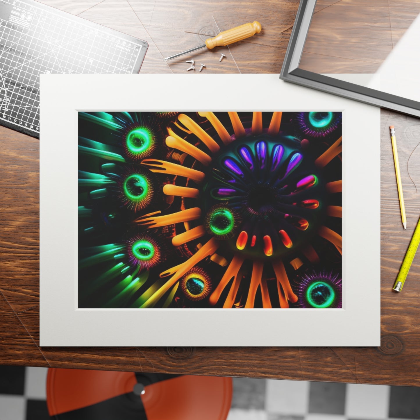 Fine Art Prints (Passepartout Paper Frame) Neon Macro 3