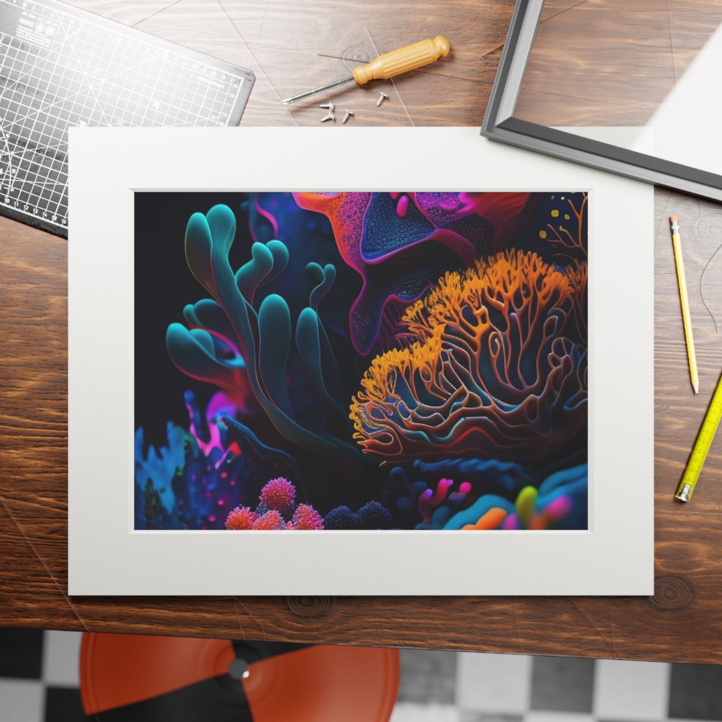 Fine Art Prints (Passepartout Paper Frame) Macro Coral Reef 2