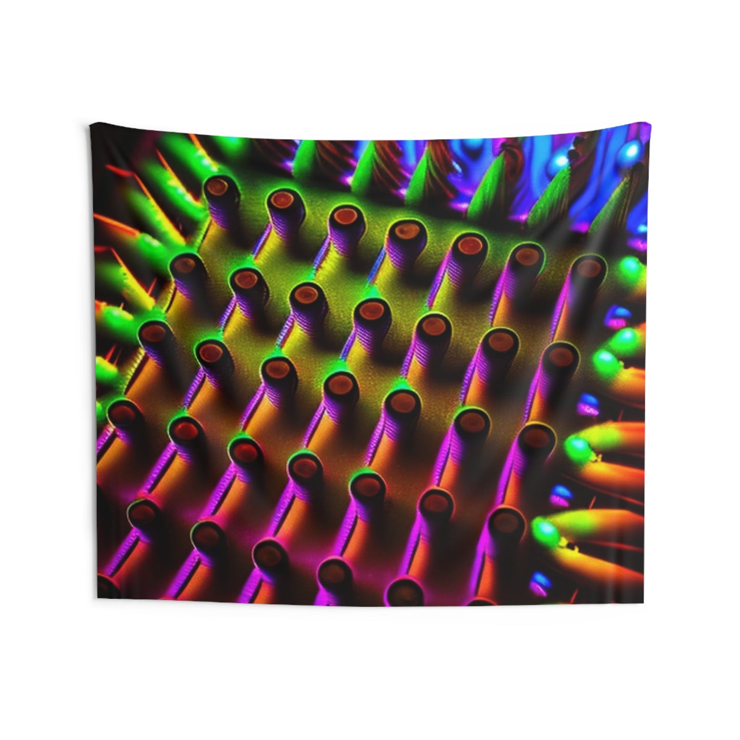 Indoor Wall Tapestries Macro Cactus neon square 1
