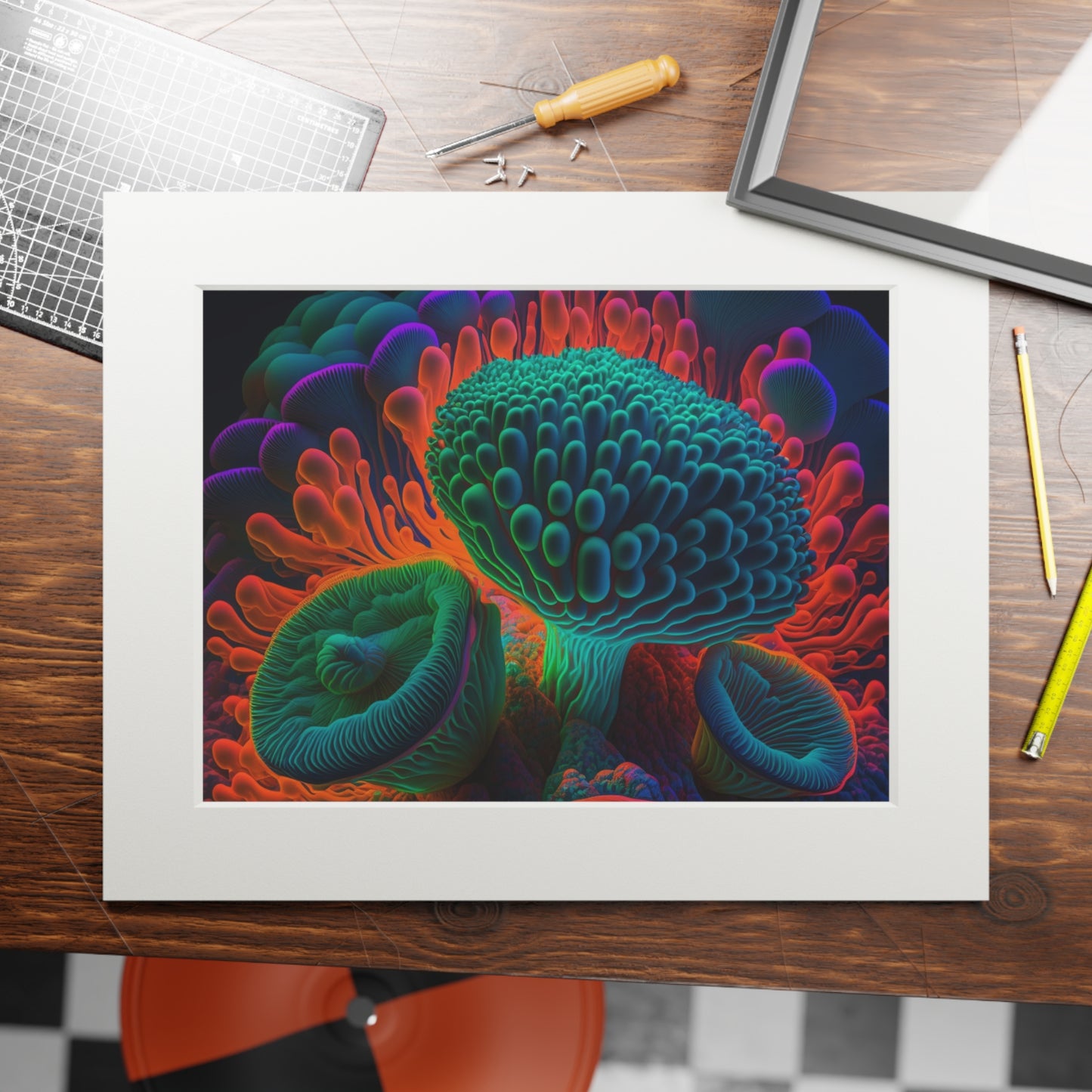 Fine Art Prints (Passepartout Paper Frame) Macro Reef Florescent 3