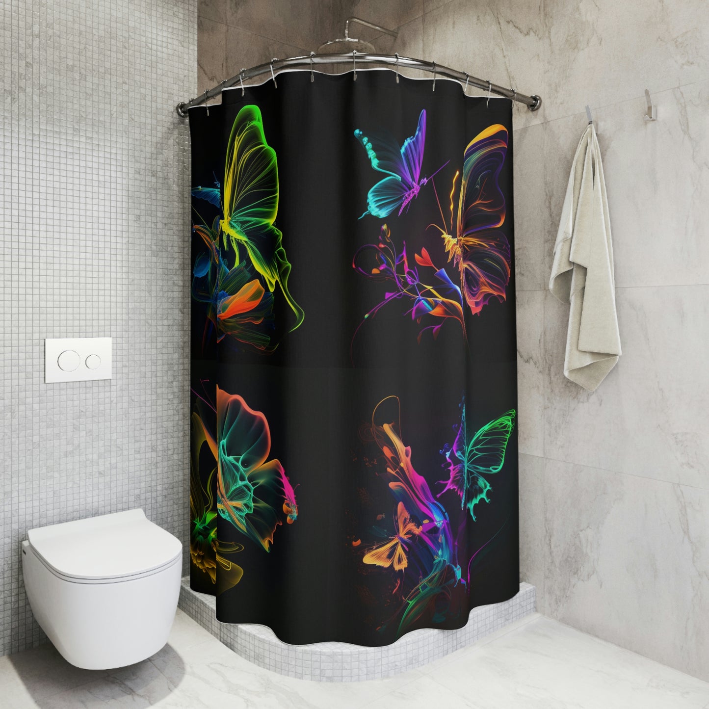 Polyester Shower Curtain glow fusion 4 pack