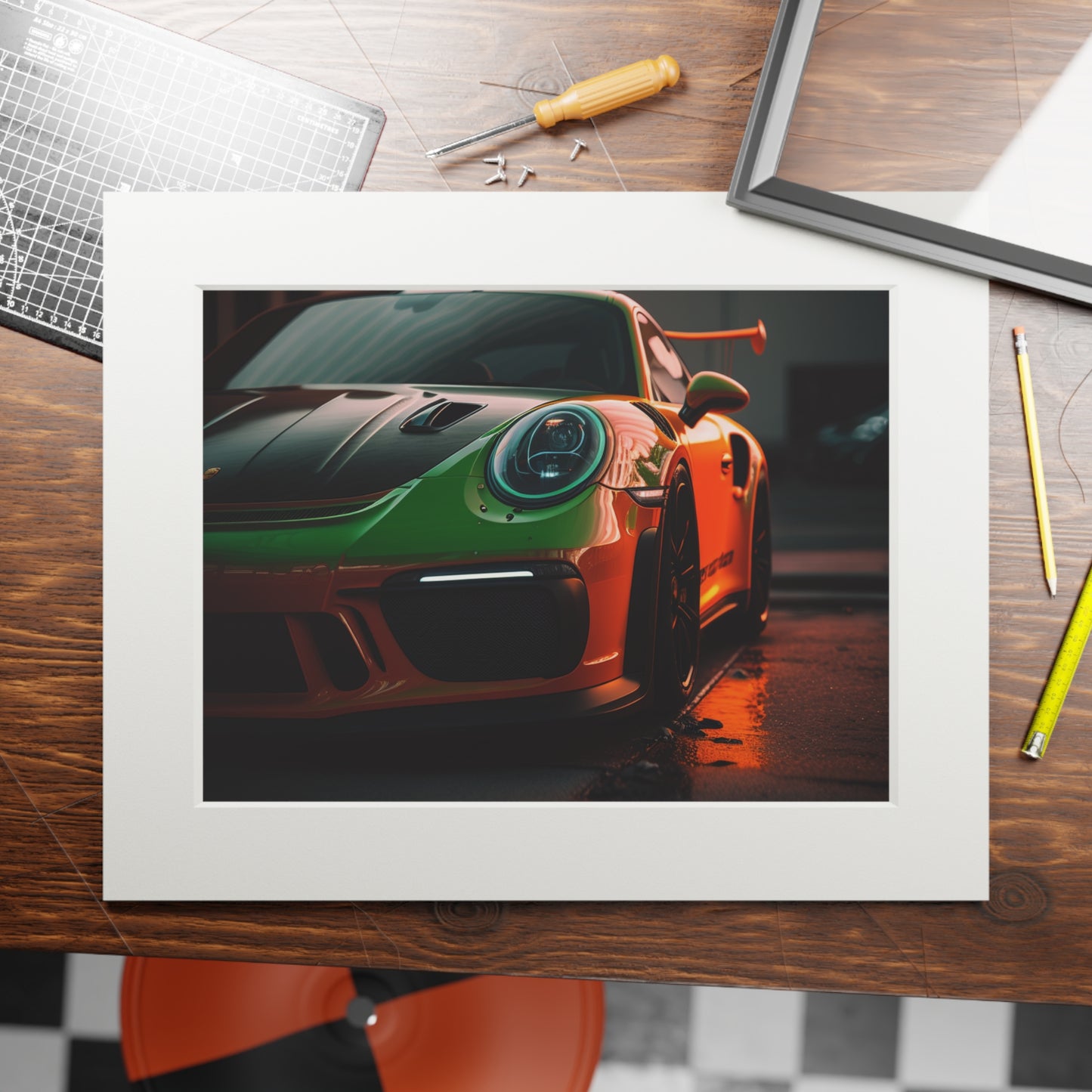 Fine Art Prints (Passepartout Paper Frame) porsche 911 gt3 2