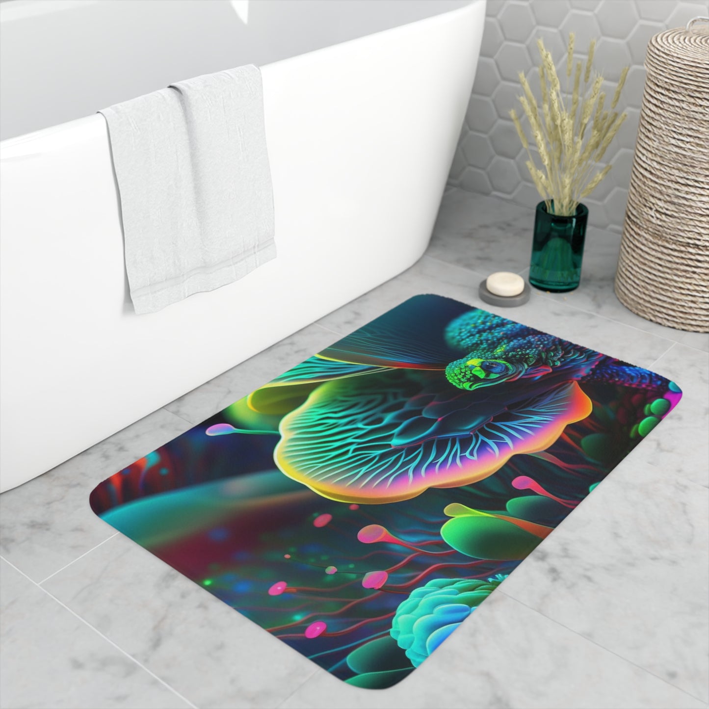 Memory Foam Bath Mat Neon Florescent Glow 2