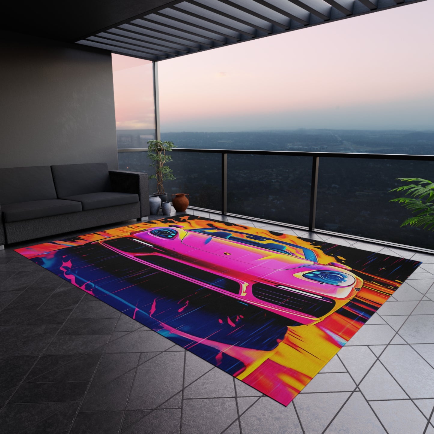 Outdoor Rug Pink Porsche water fusion 1