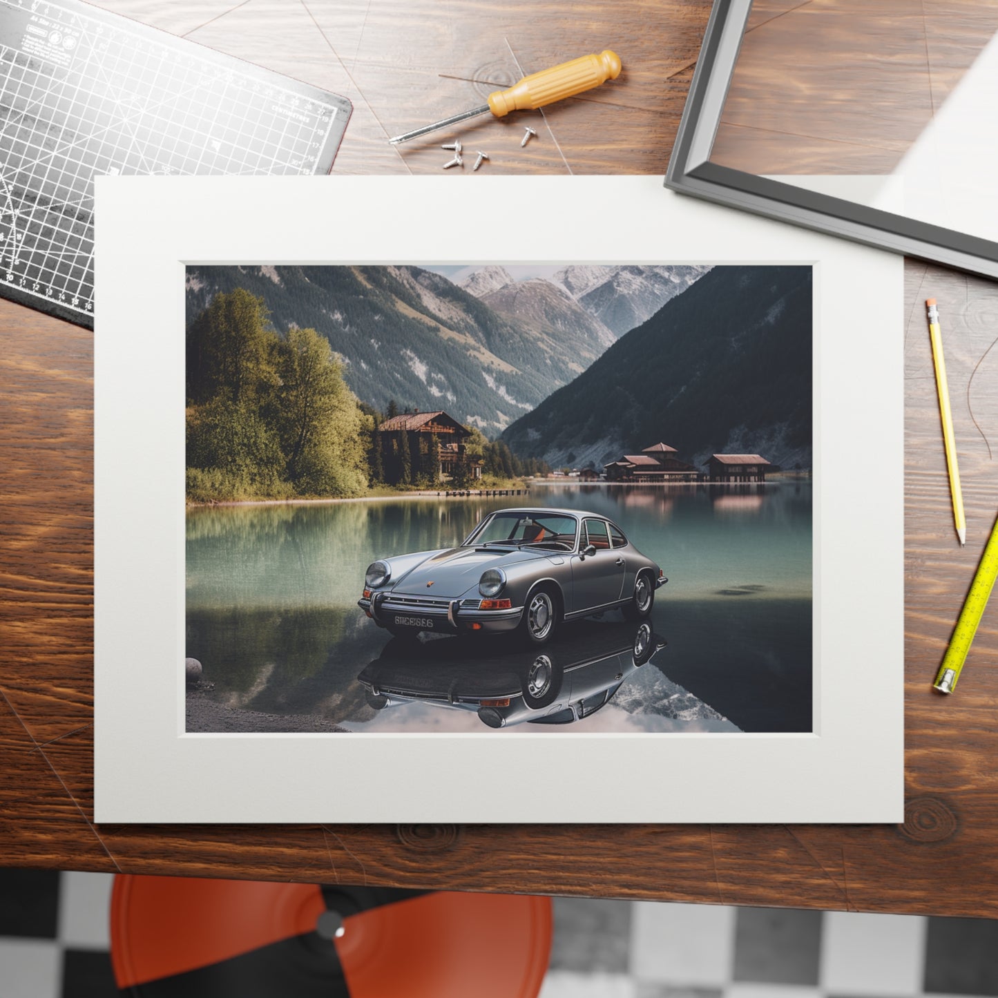 Fine Art Prints (Passepartout Paper Frame) Porsche Lake 2