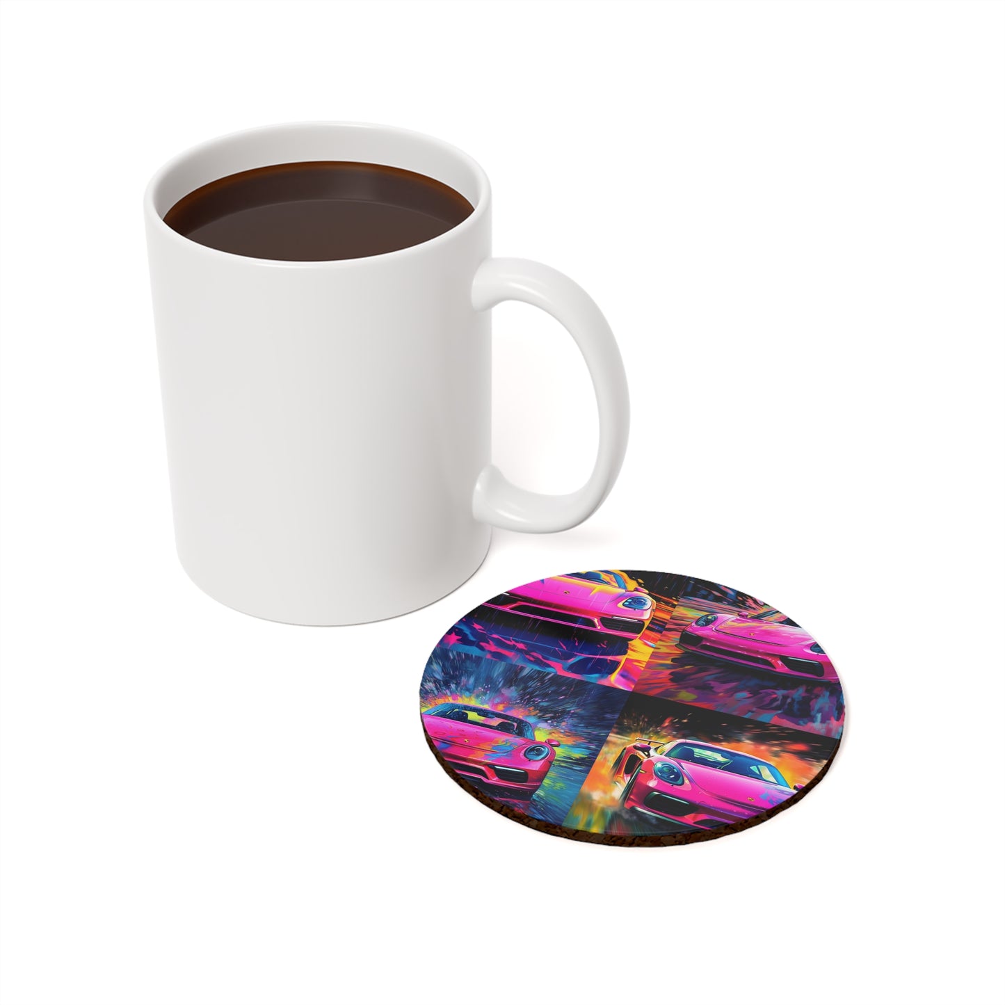 Cork Back Coaster Pink Porsche water fusion 5