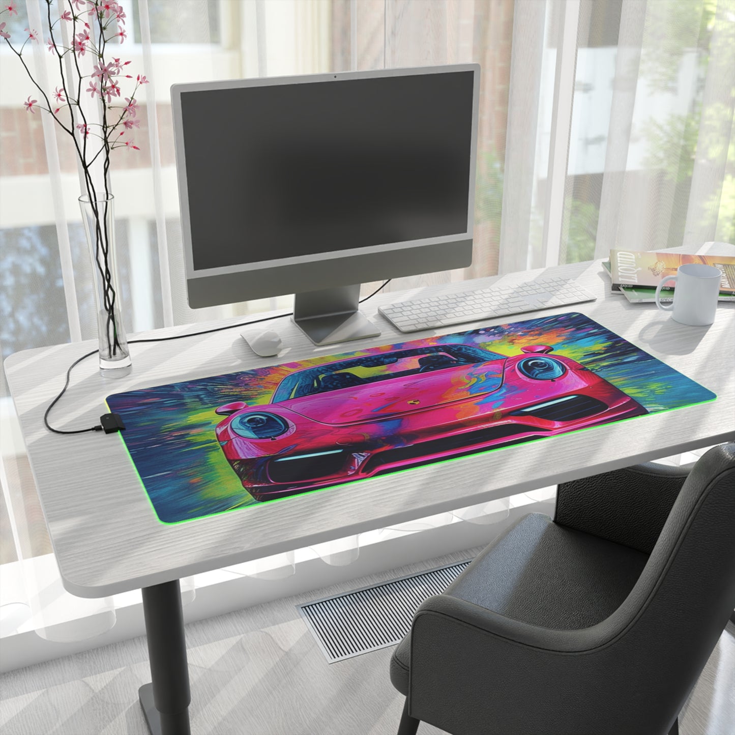 LED Gaming Mouse Pad Pink Porsche water fusion 3