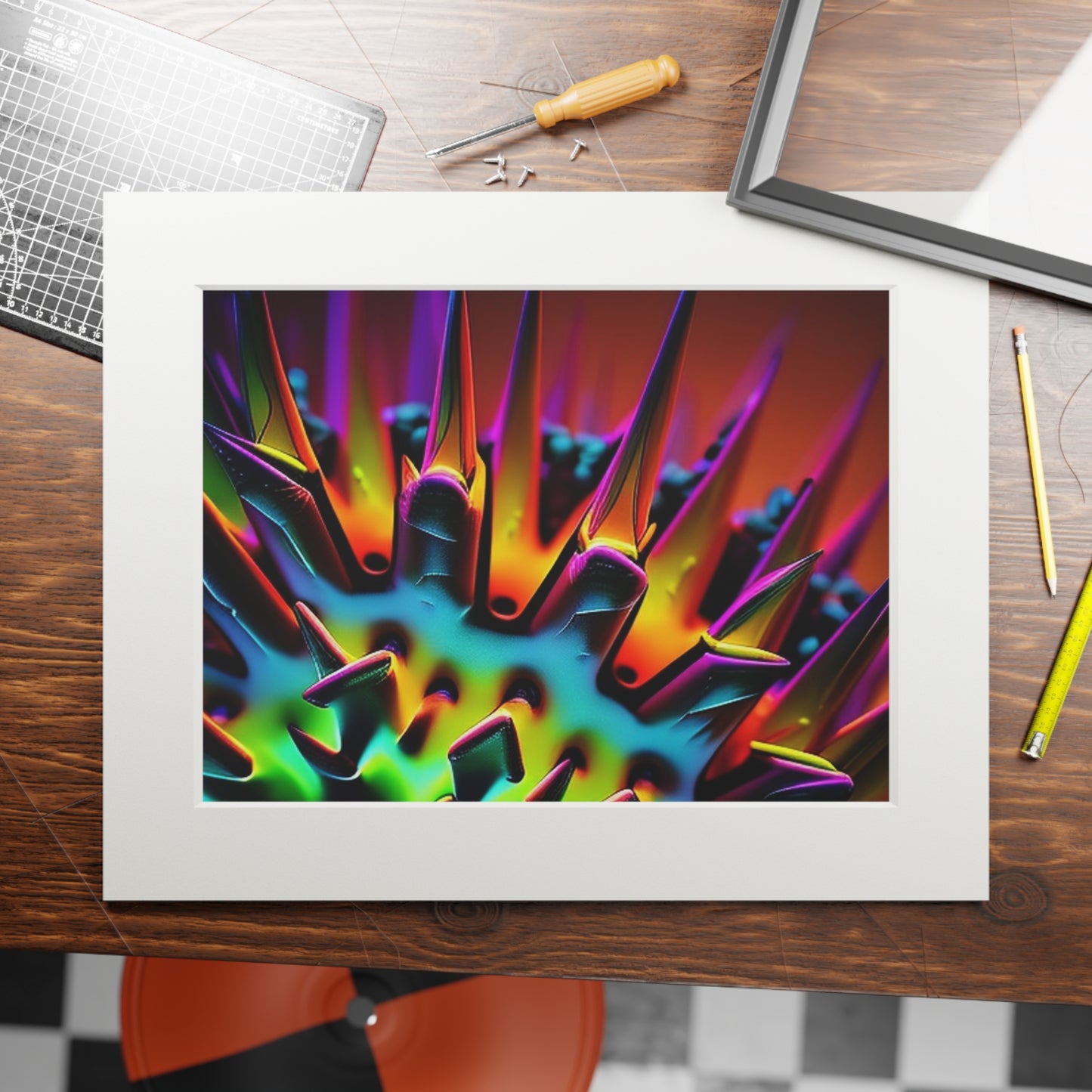 Fine Art Prints (Passepartout Paper Frame) Macro Neon Spike 4