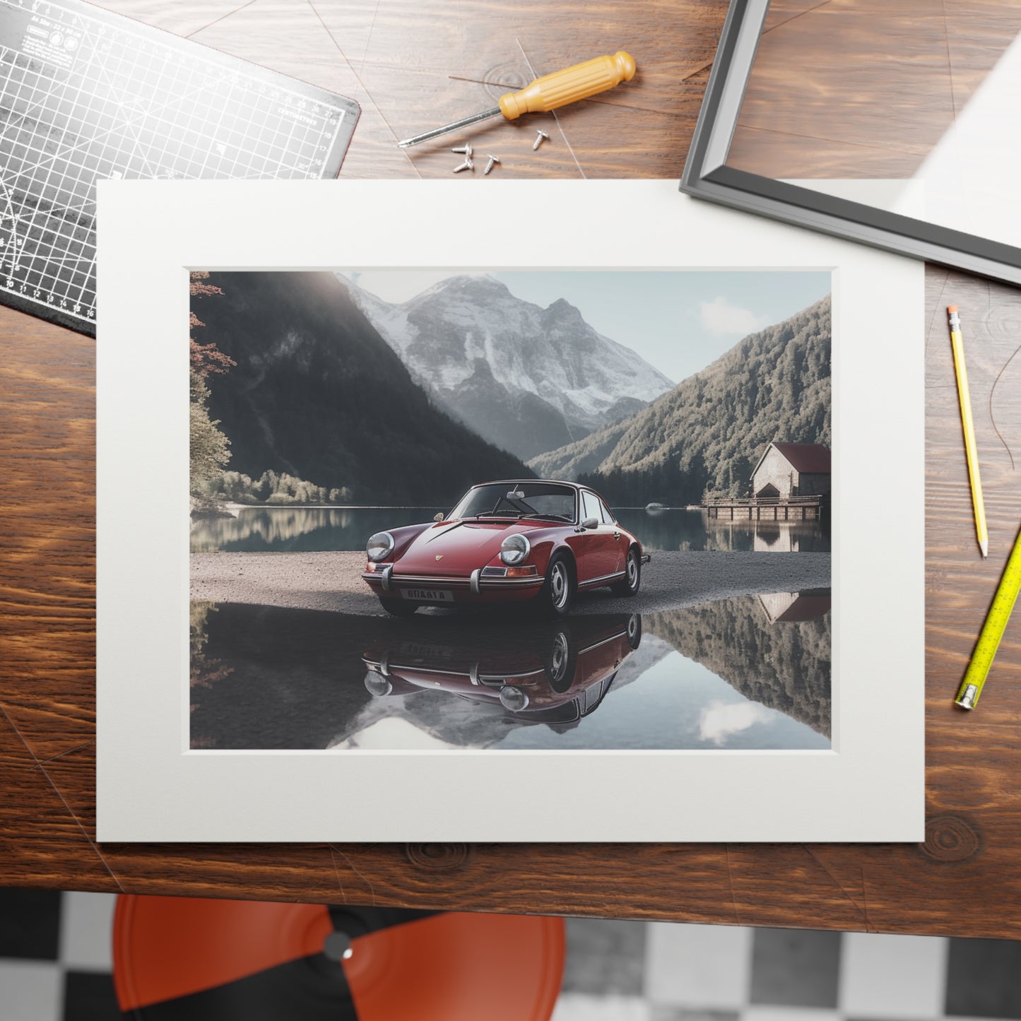 Fine Art Prints (Passepartout Paper Frame) Porsche Lake 4