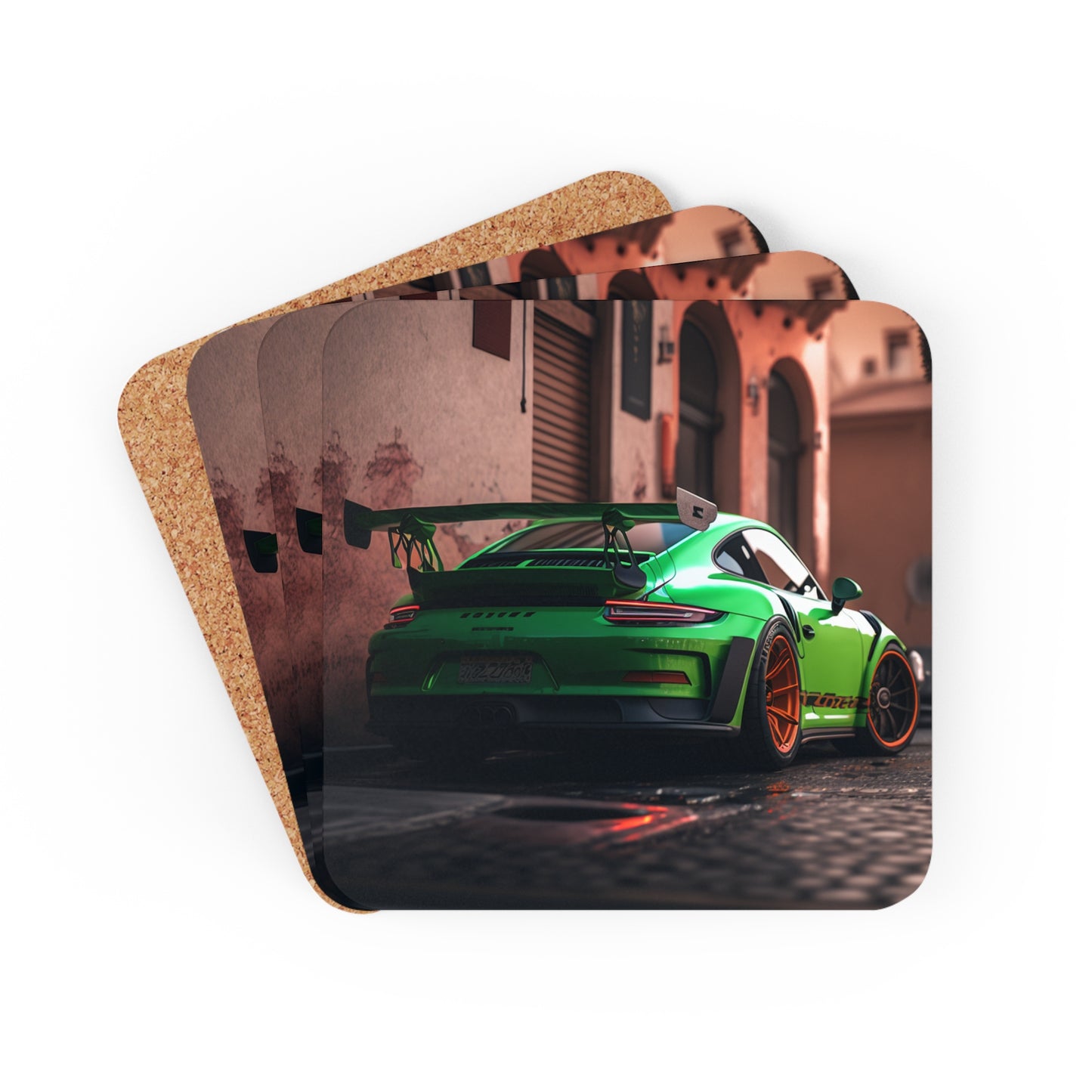 Corkwood Coaster Set porsche 911 gt3 1