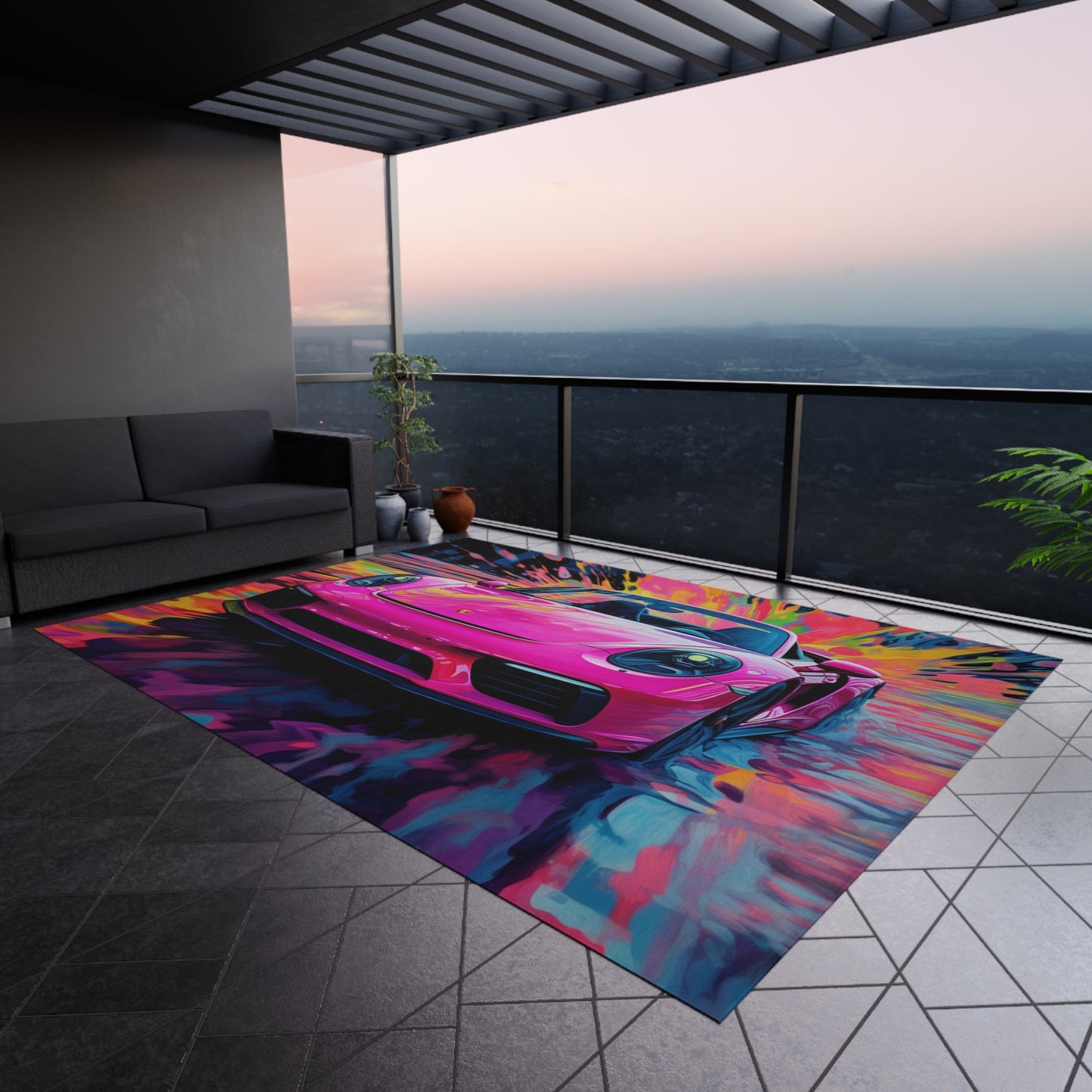 Outdoor Rug Pink Porsche water fusion 2