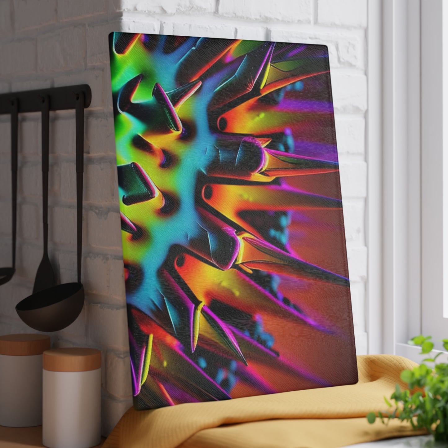 Glass Cutting Board Macro Neon Spike 4