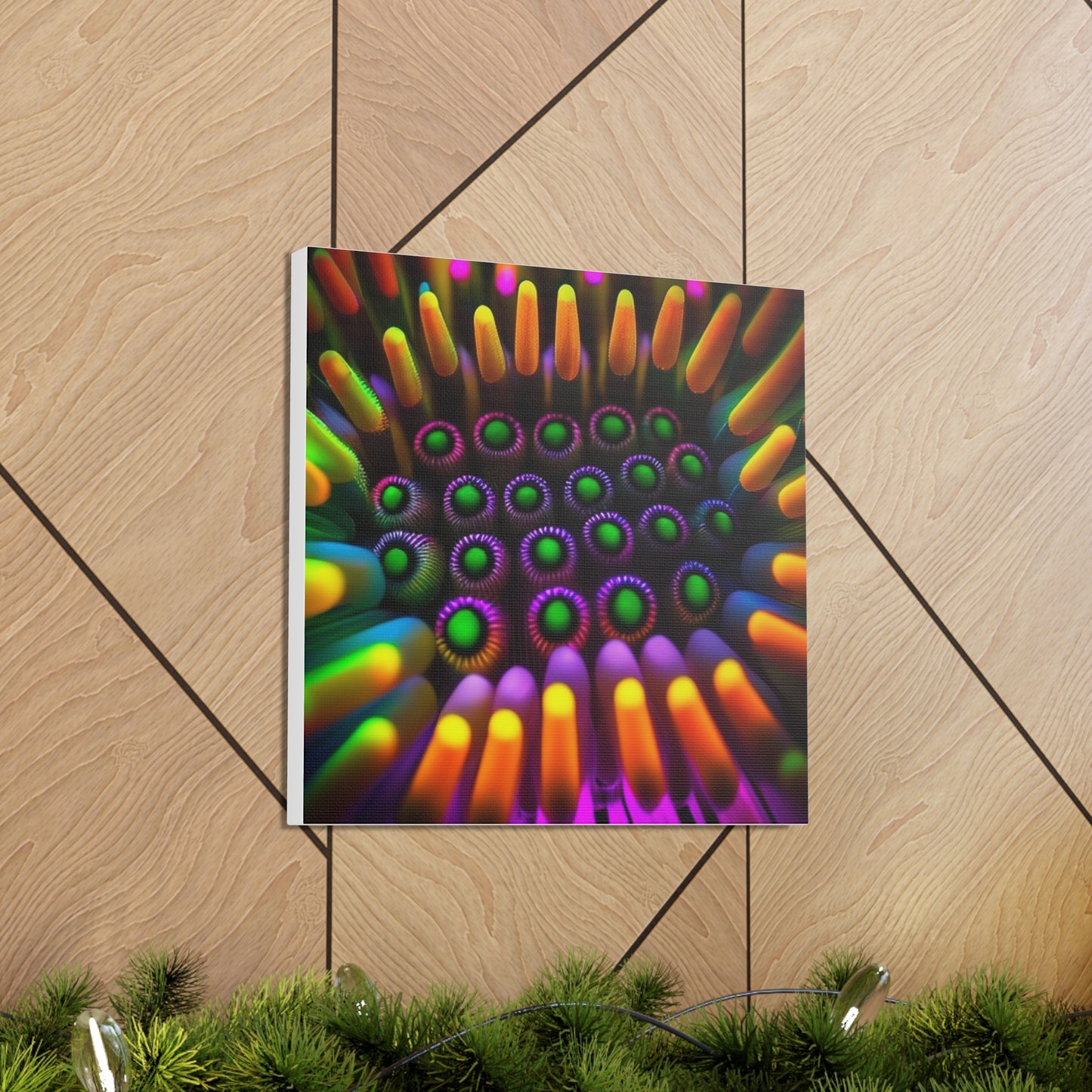 Canvas Gallery Wraps Macro Cactus neon square 4