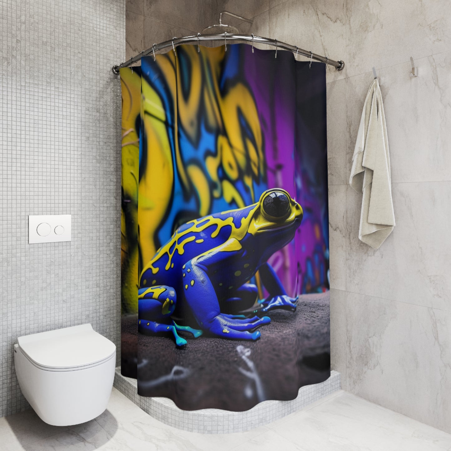Polyester Shower Curtain dart frog street art 3