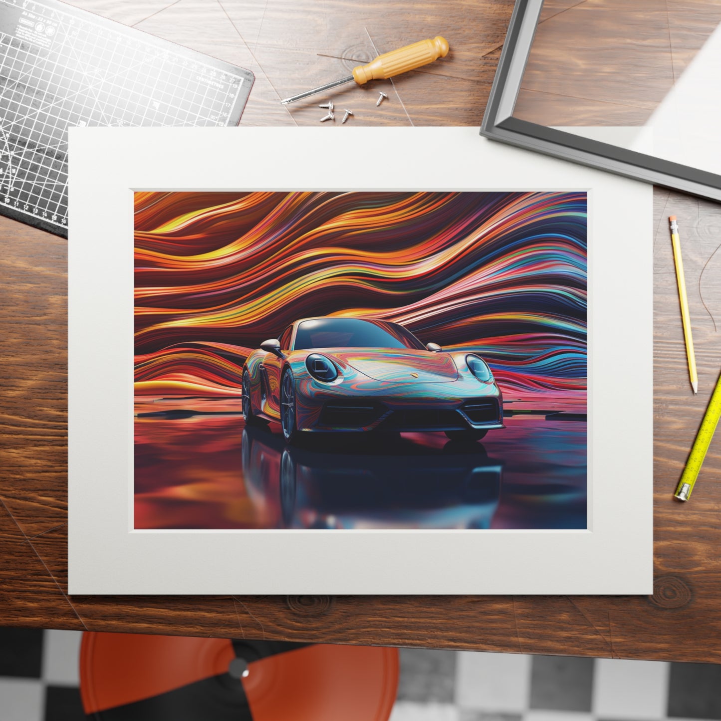 Fine Art Prints (Passepartout Paper Frame) Porsche Water Fusion 1