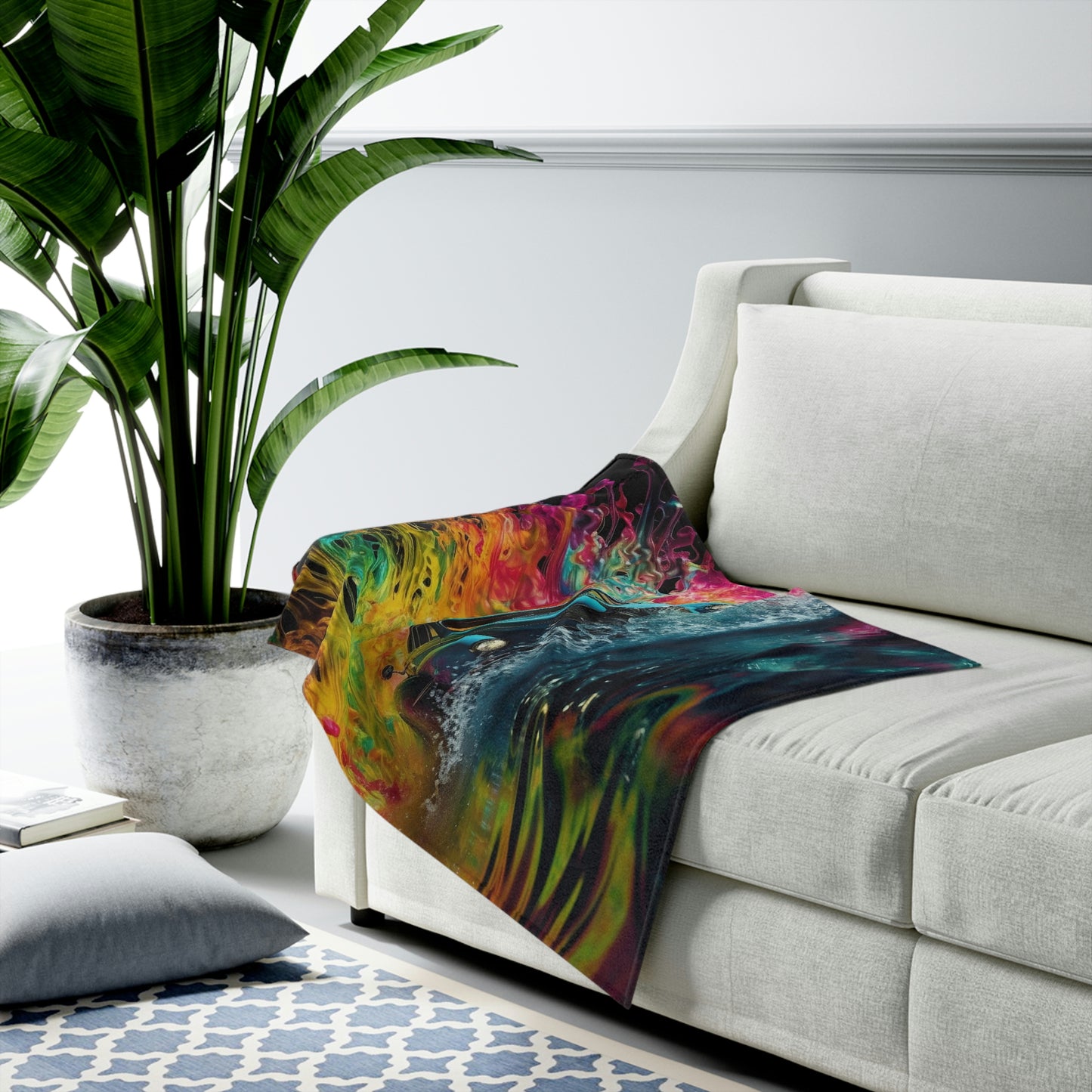 Velveteen Plush Blanket Hotrod Water 1