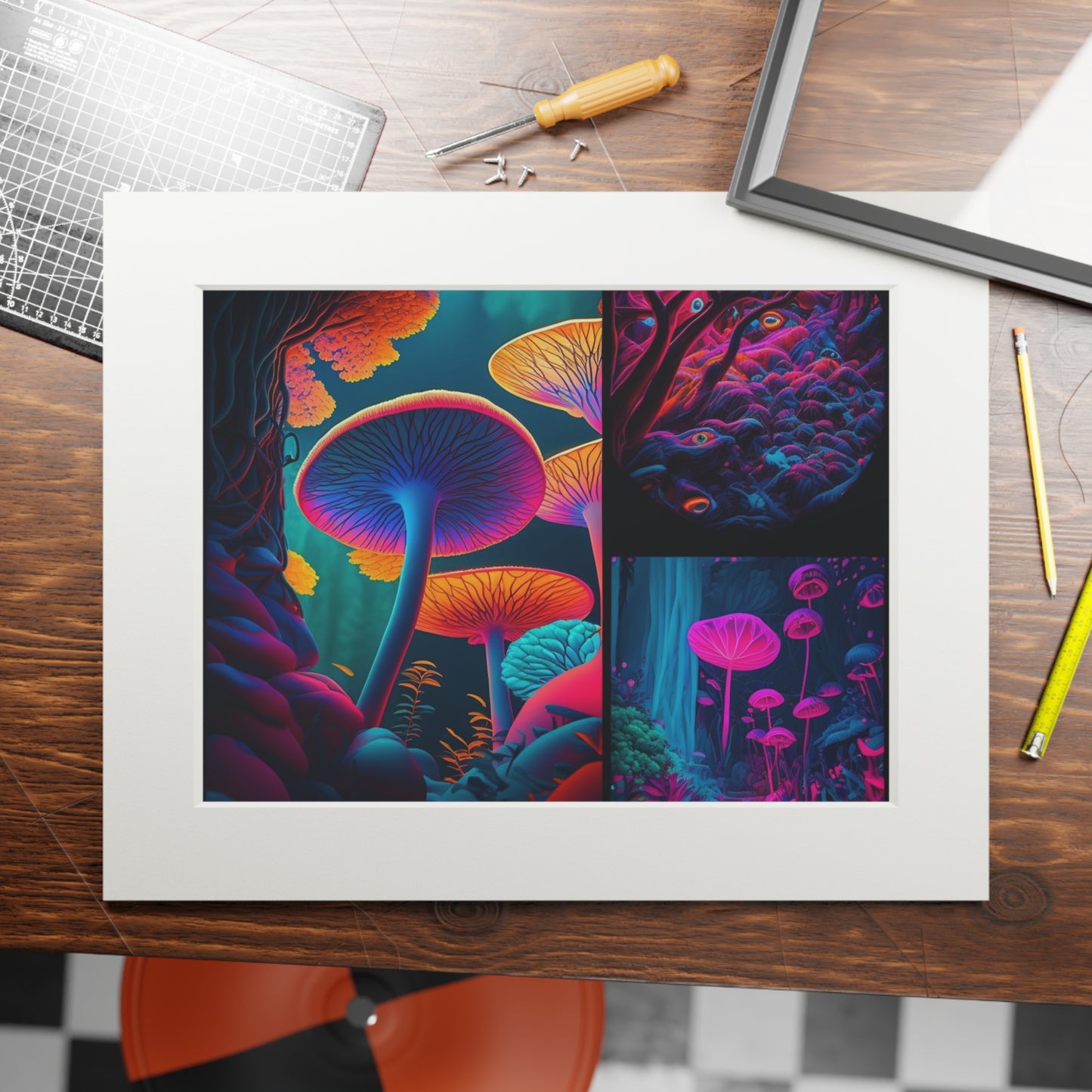 Fine Art Prints (Passepartout Paper Frame) Macro Reef Florescent 2