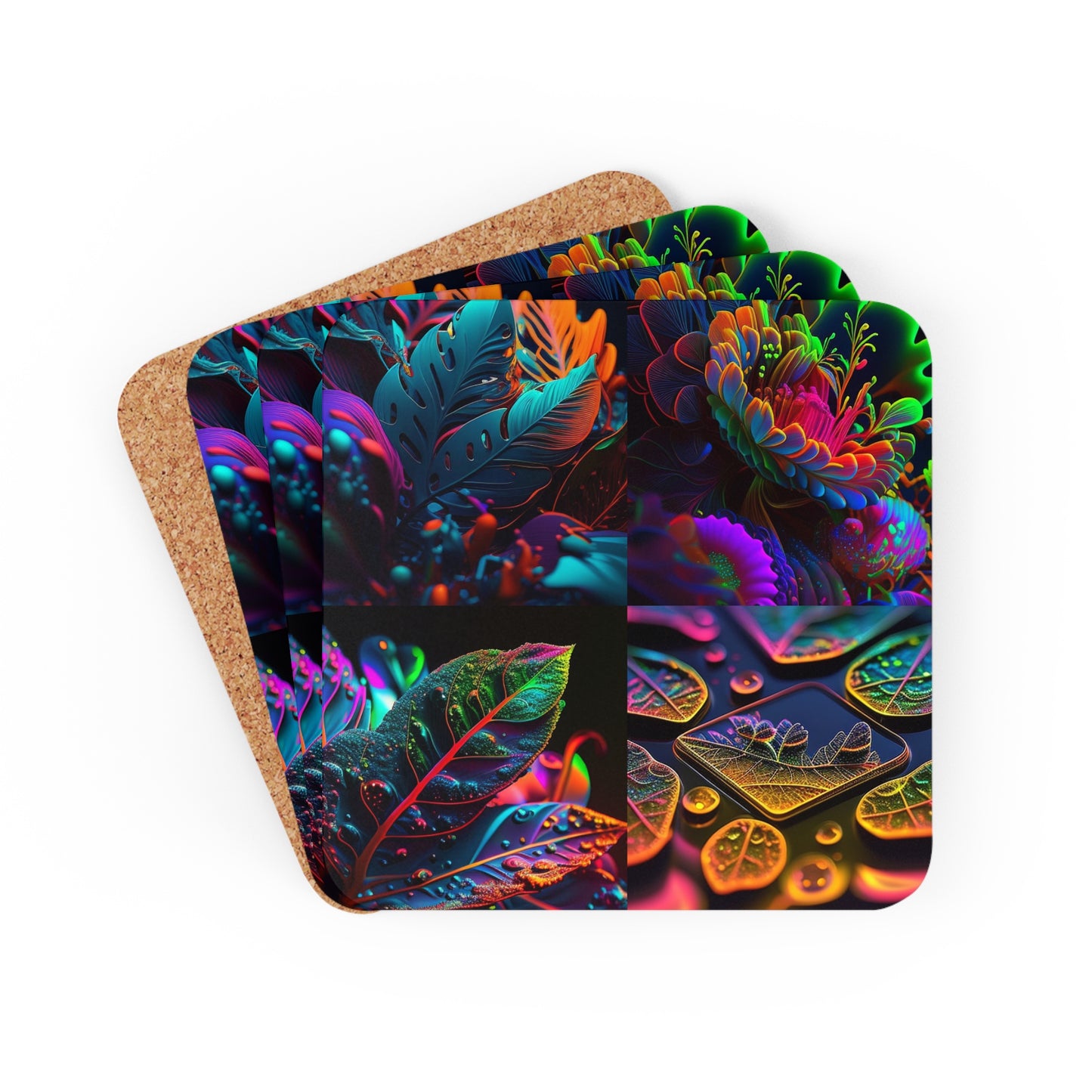 Corkwood Coaster Set Macro Florescent 5