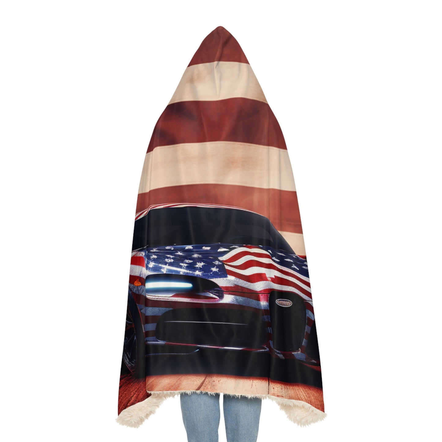 Snuggle Hooded Blanket Abstract American Flag Background Bugatti 2