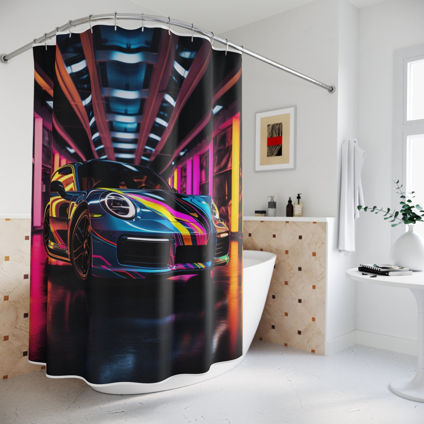Polyester Shower Curtain Macro Porsche 1