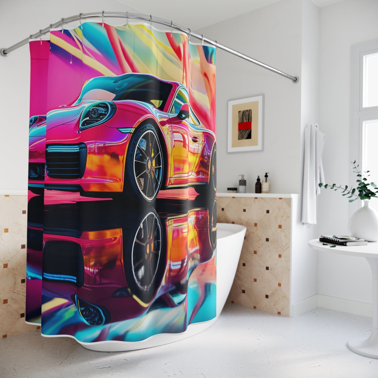 Polyester Shower Curtain Macro Porsche 4