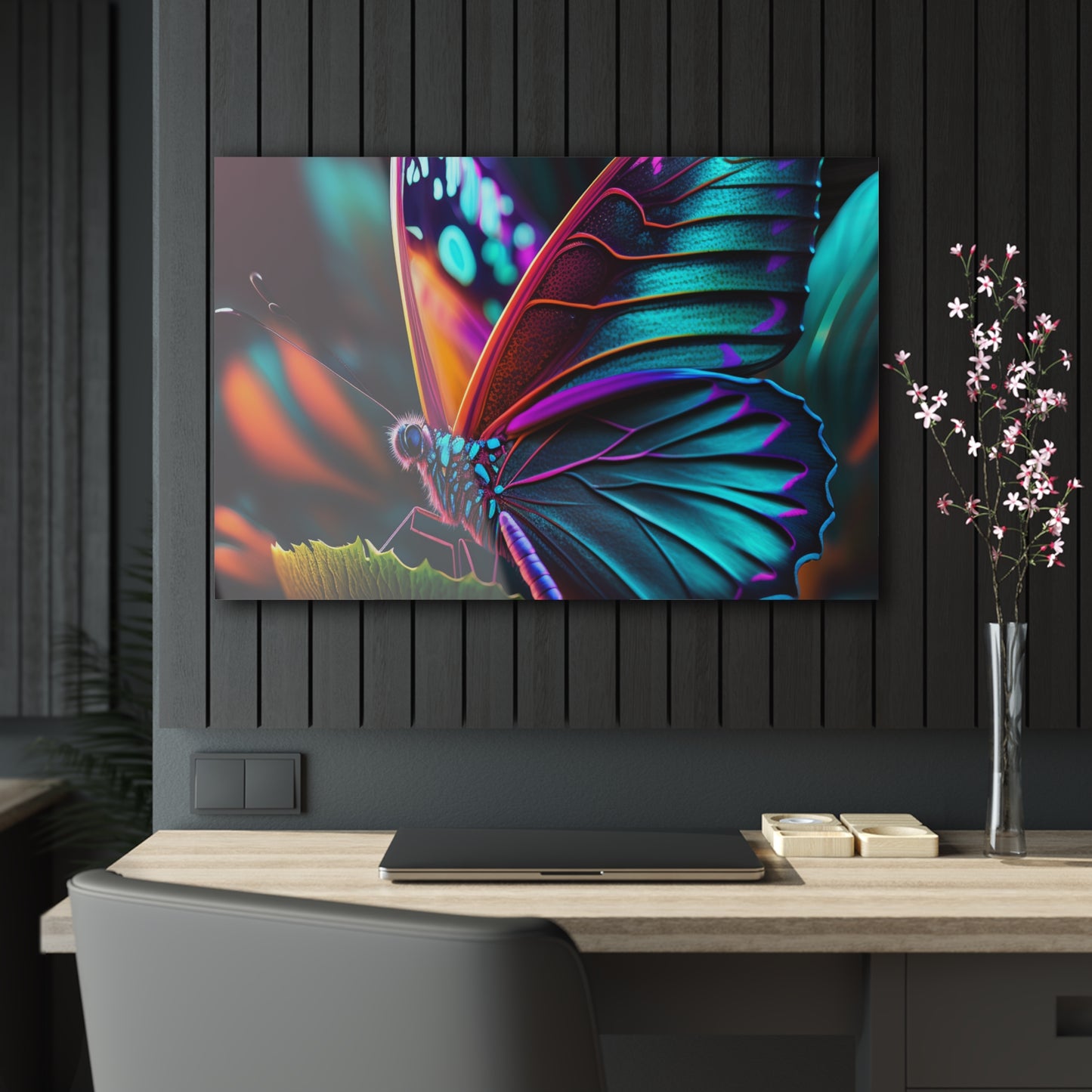 Acrylic Prints Neon Butterfly Macro 1