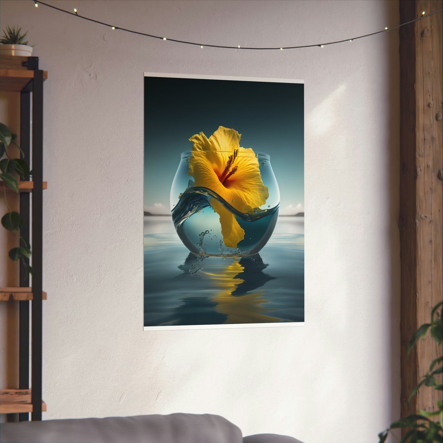 Premium Matte Vertical Posters Yellow Hibiscus glass 4