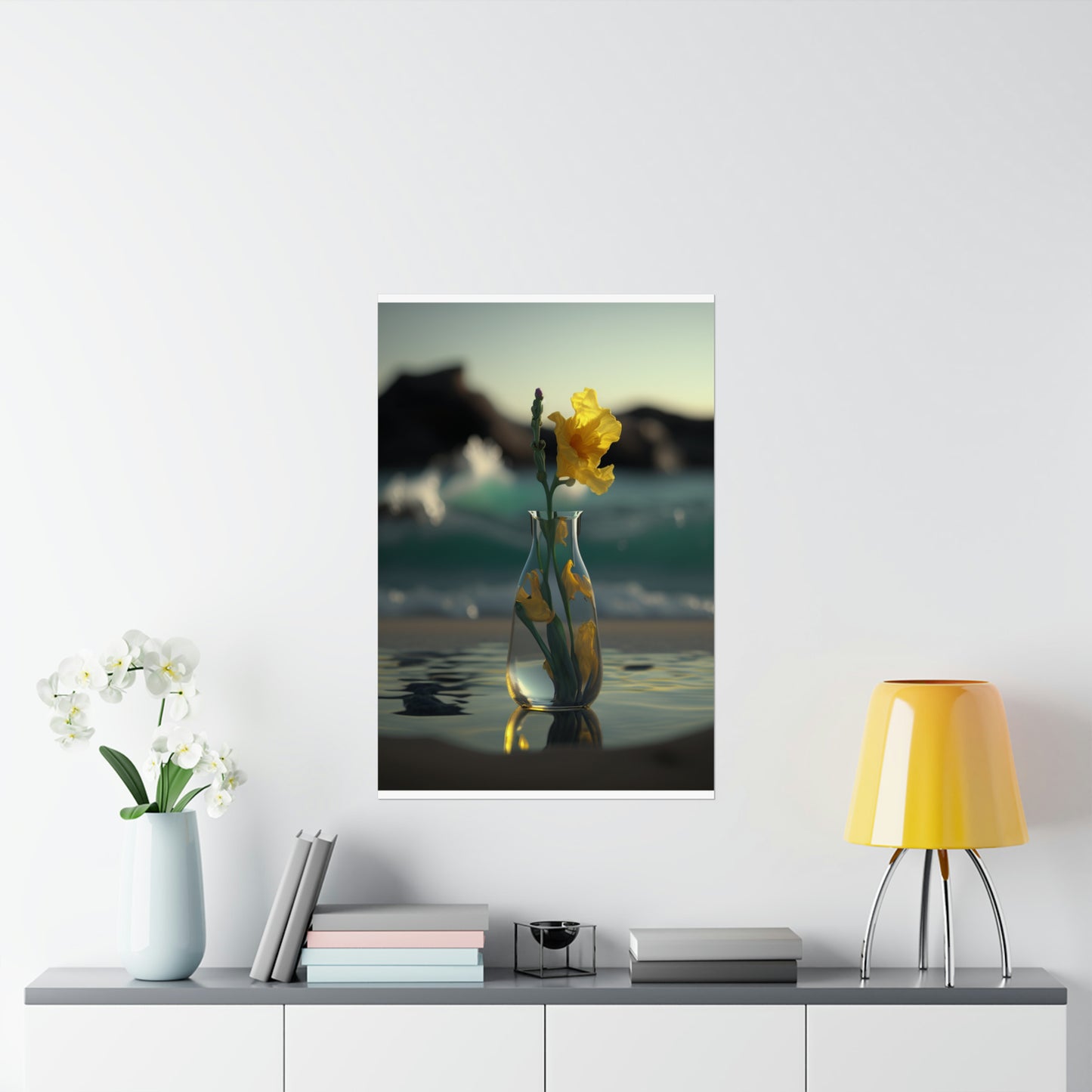 Premium Matte Vertical Posters Yellow Gladiolus glass 2