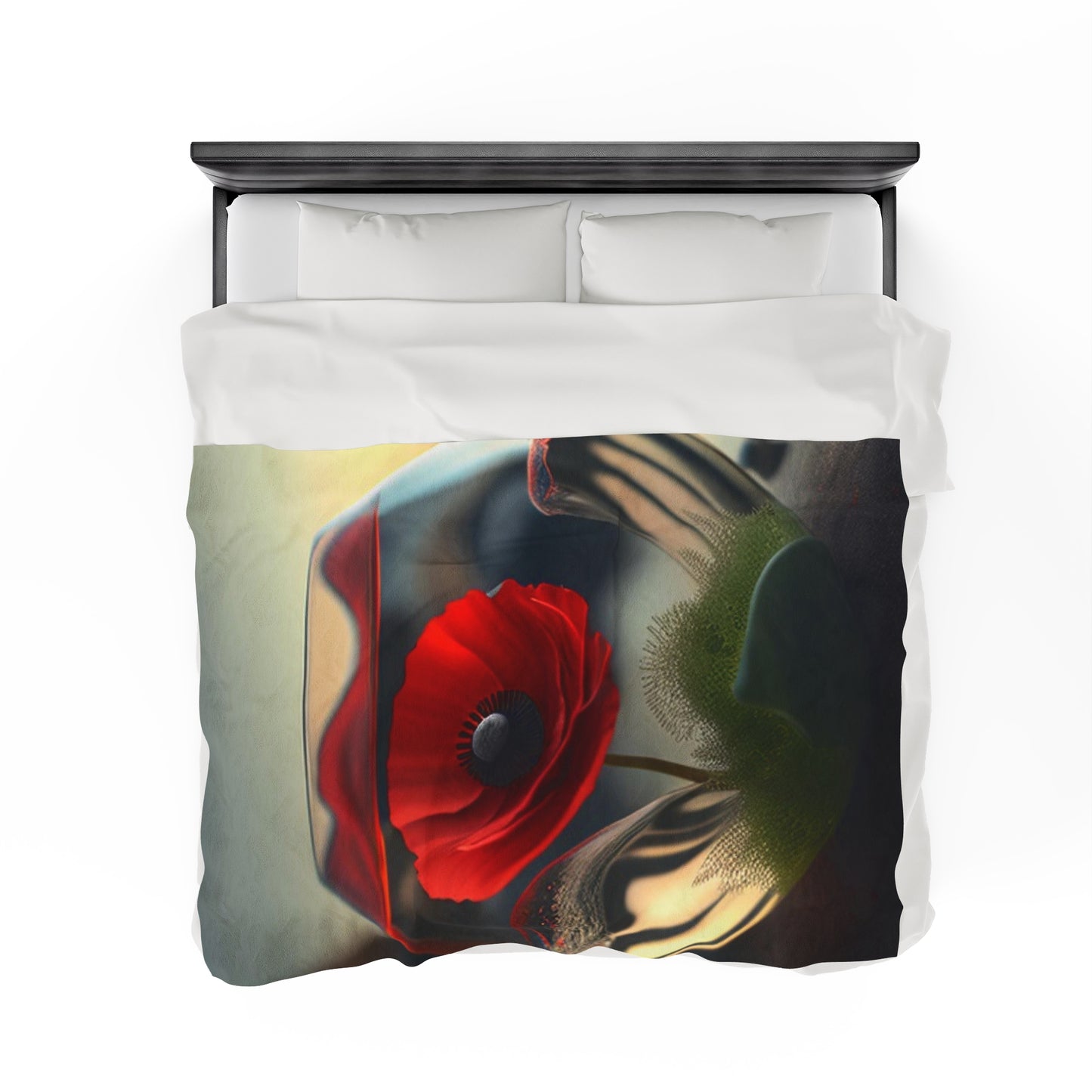 Velveteen Plush Blanket Red Anemone in a Vase 3