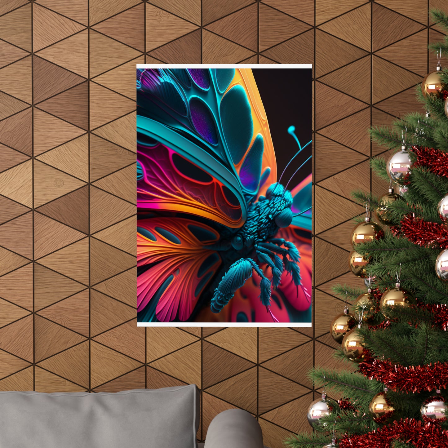 Premium Matte Vertical Posters Neon Butterfly Macro 4