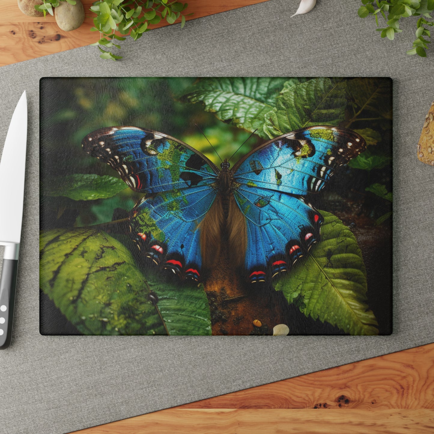 Glass Cutting Board Jungle Butterfly 2