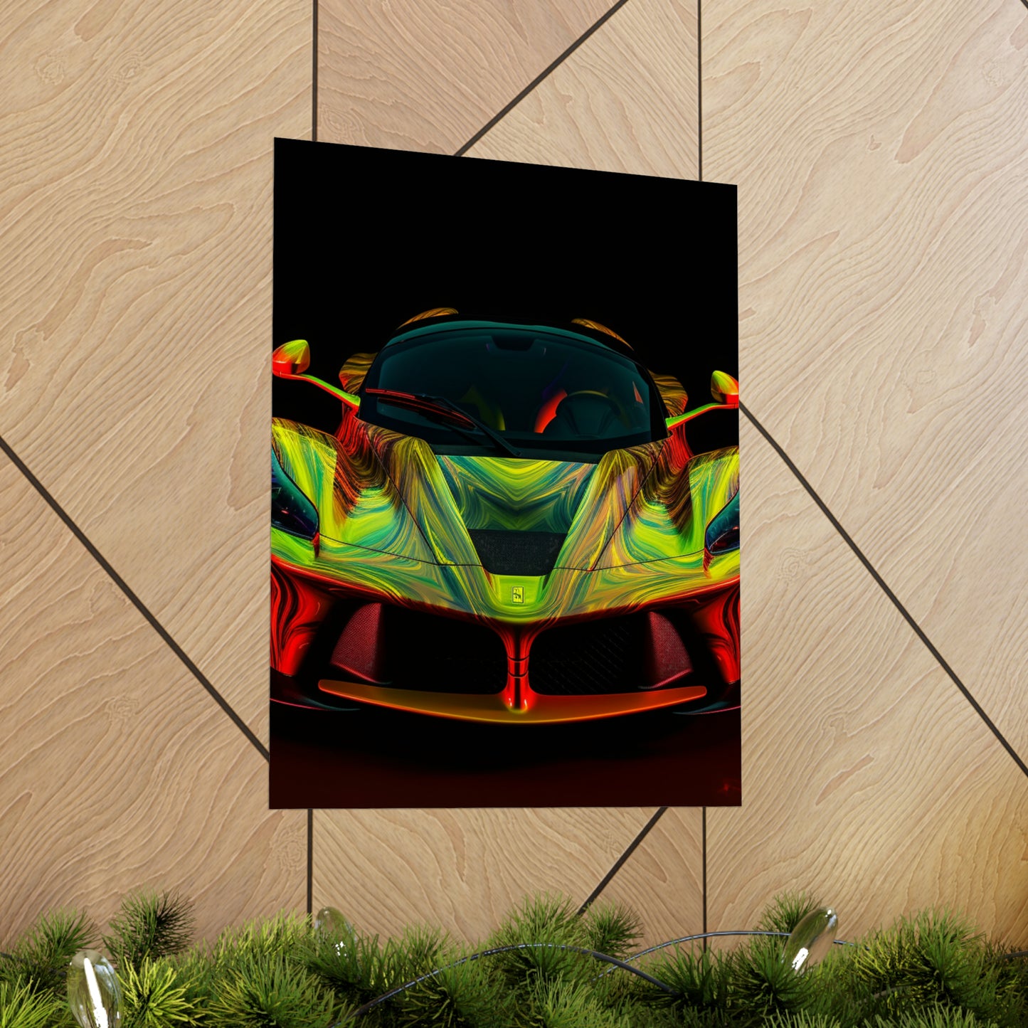 Premium Matte Vertical Posters Ferrari Neon 1