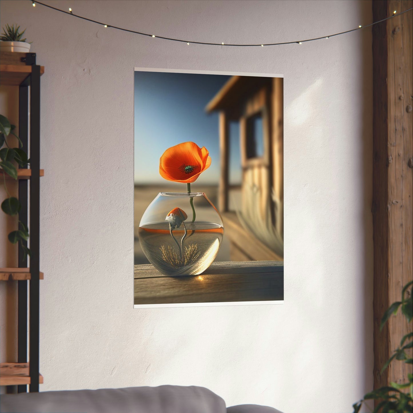 Premium Matte Vertical Posters Orange Poppy in a Vase 1