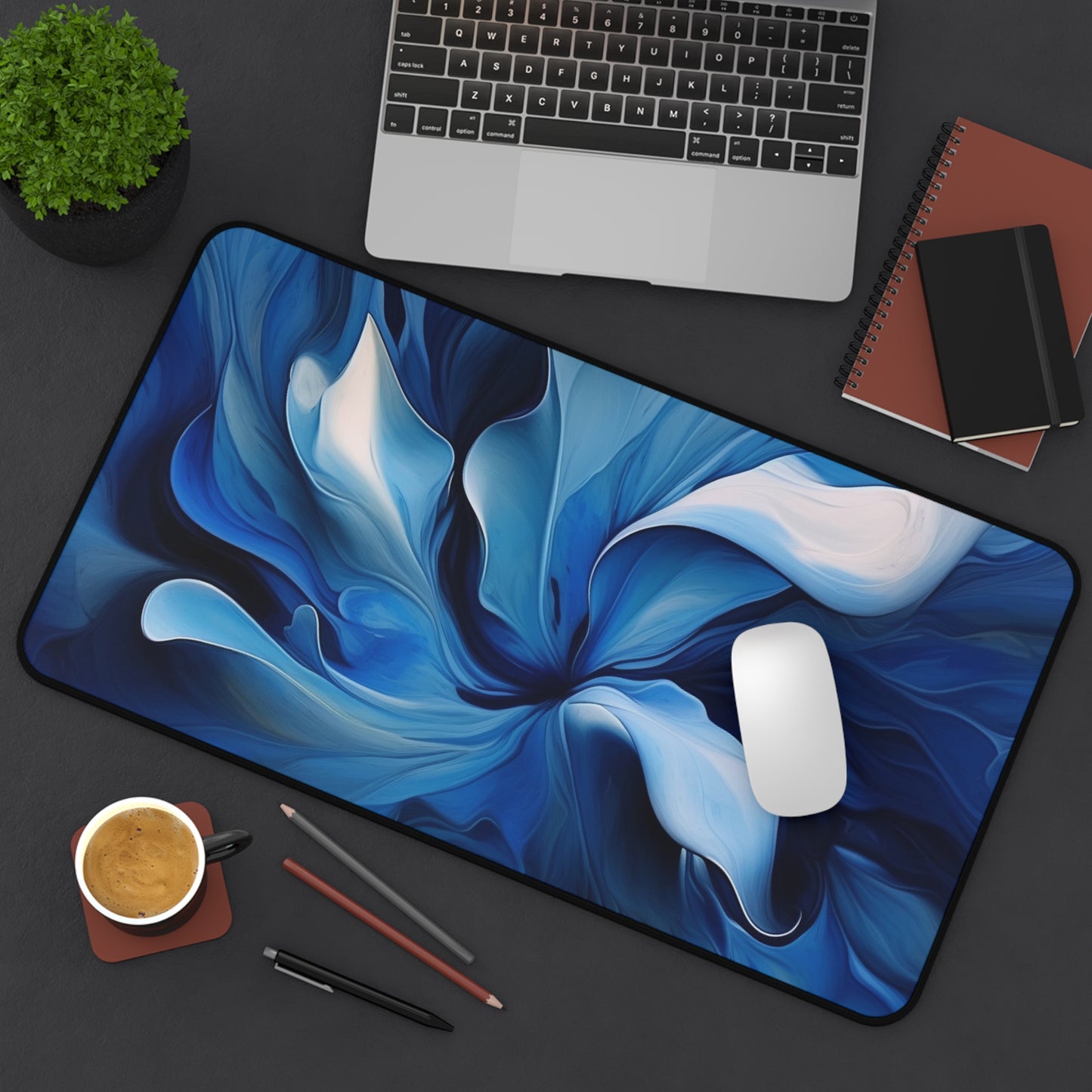 Desk Mat Abstract Blue Tulip 4