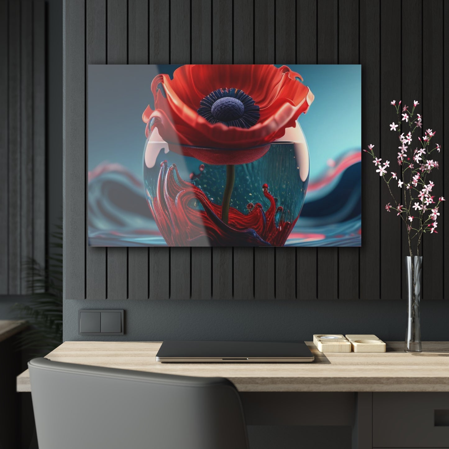 Acrylic Prints Red Anemone in a Vase 2