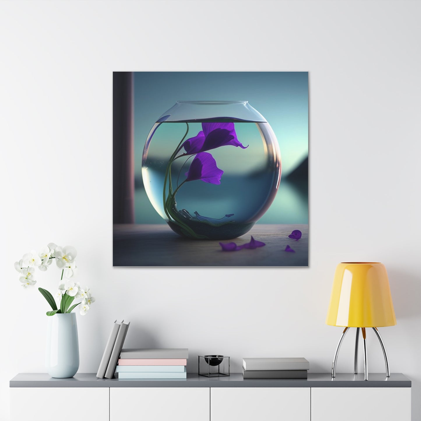 Canvas Gallery Wraps Purple Sweet pea in a vase 2