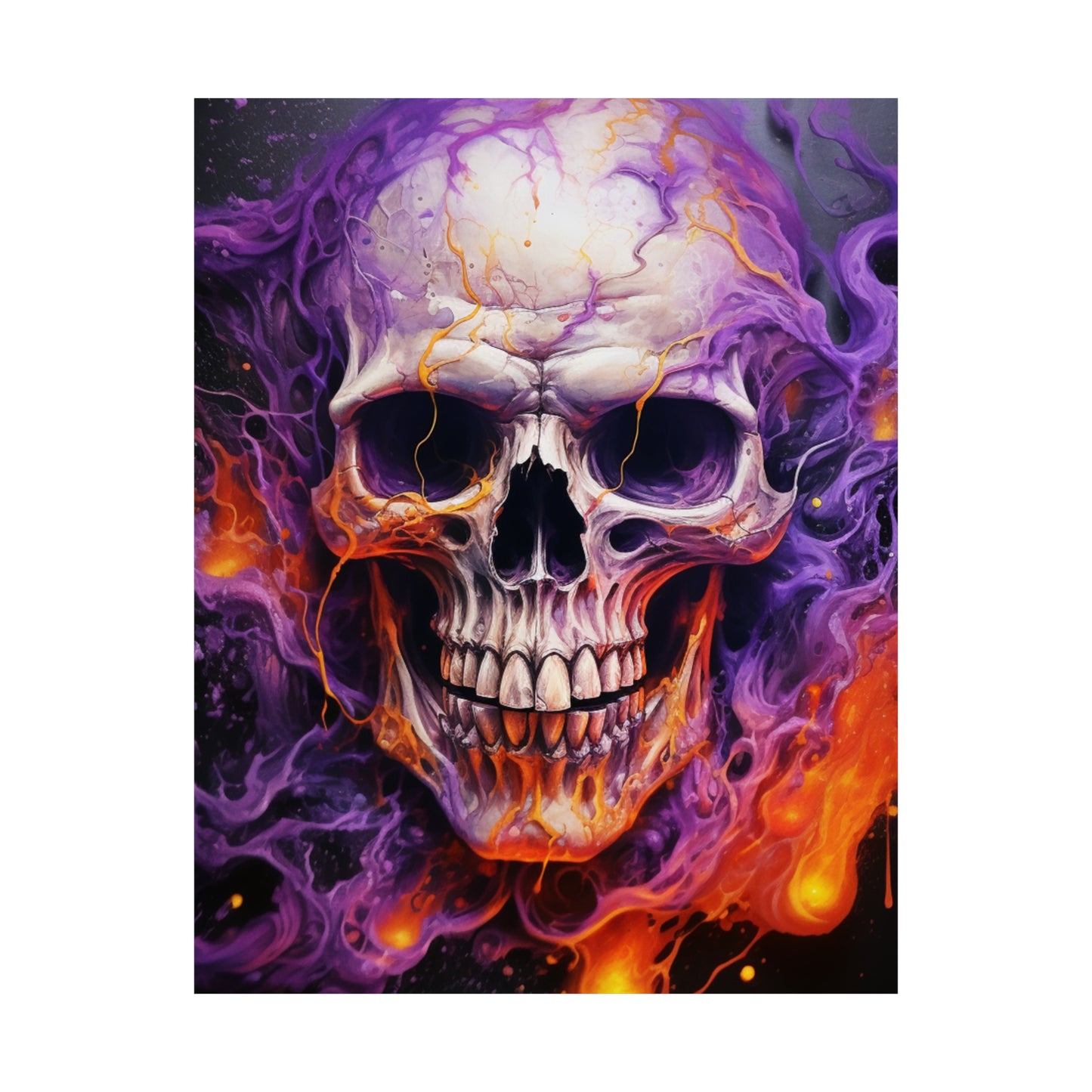 Premium Matte Vertical Posters Skull Flames 2