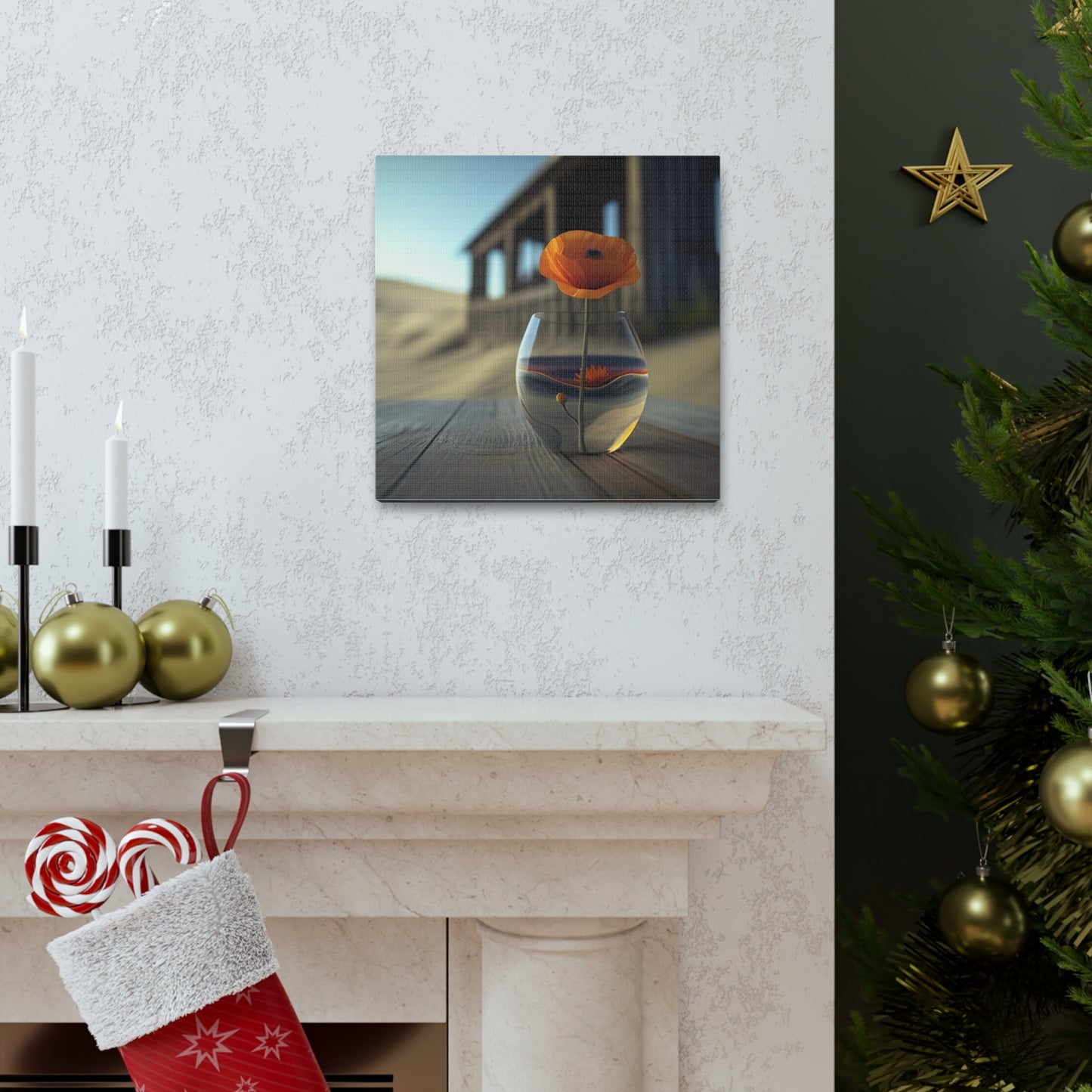 Canvas Gallery Wraps Poppy in a Glass Vase 4