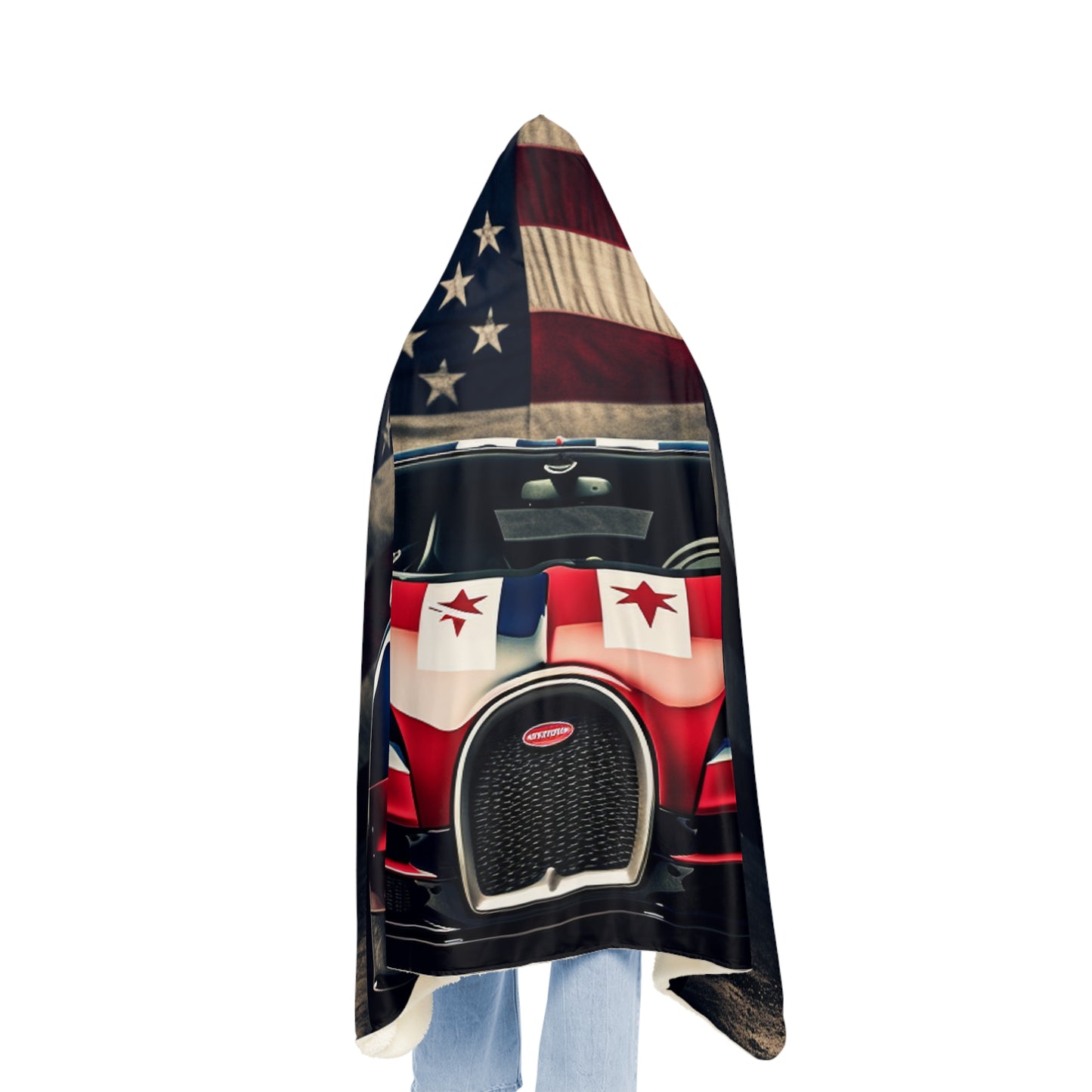 Snuggle Hooded Blanket Bugatti American Flag 3