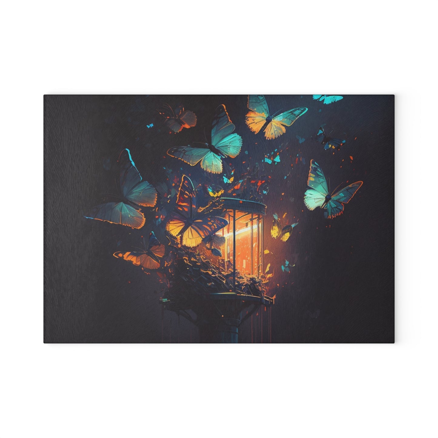 Glass Cutting Board Street Light Butterfly 1